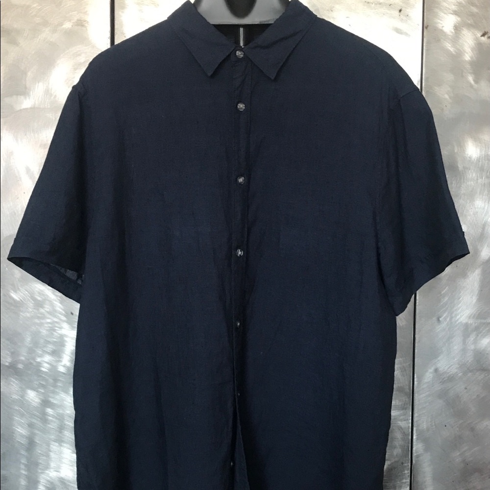 Perry Ellis -  Solid Linen Short-Sleeve Woven Shirt